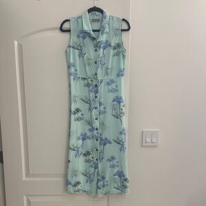 Tropical Print Sleeveless Maxi Dress